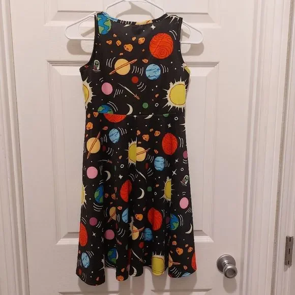 Funnycokid Girls Solar System Theme With Et. Sleeves Dress szXL - Picture 2 of 6